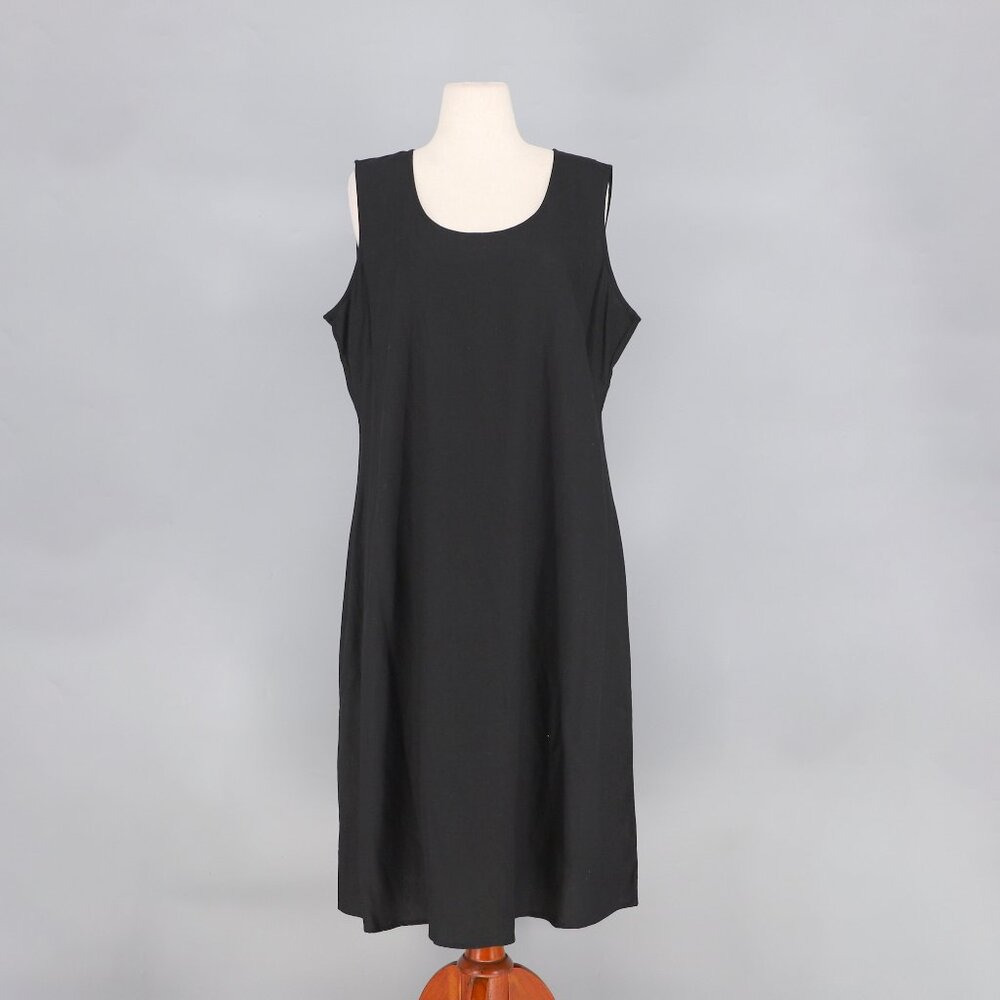 NWT TERRY LEWIS Linen Blend Sleeveless Midi Dress Black Size 1X